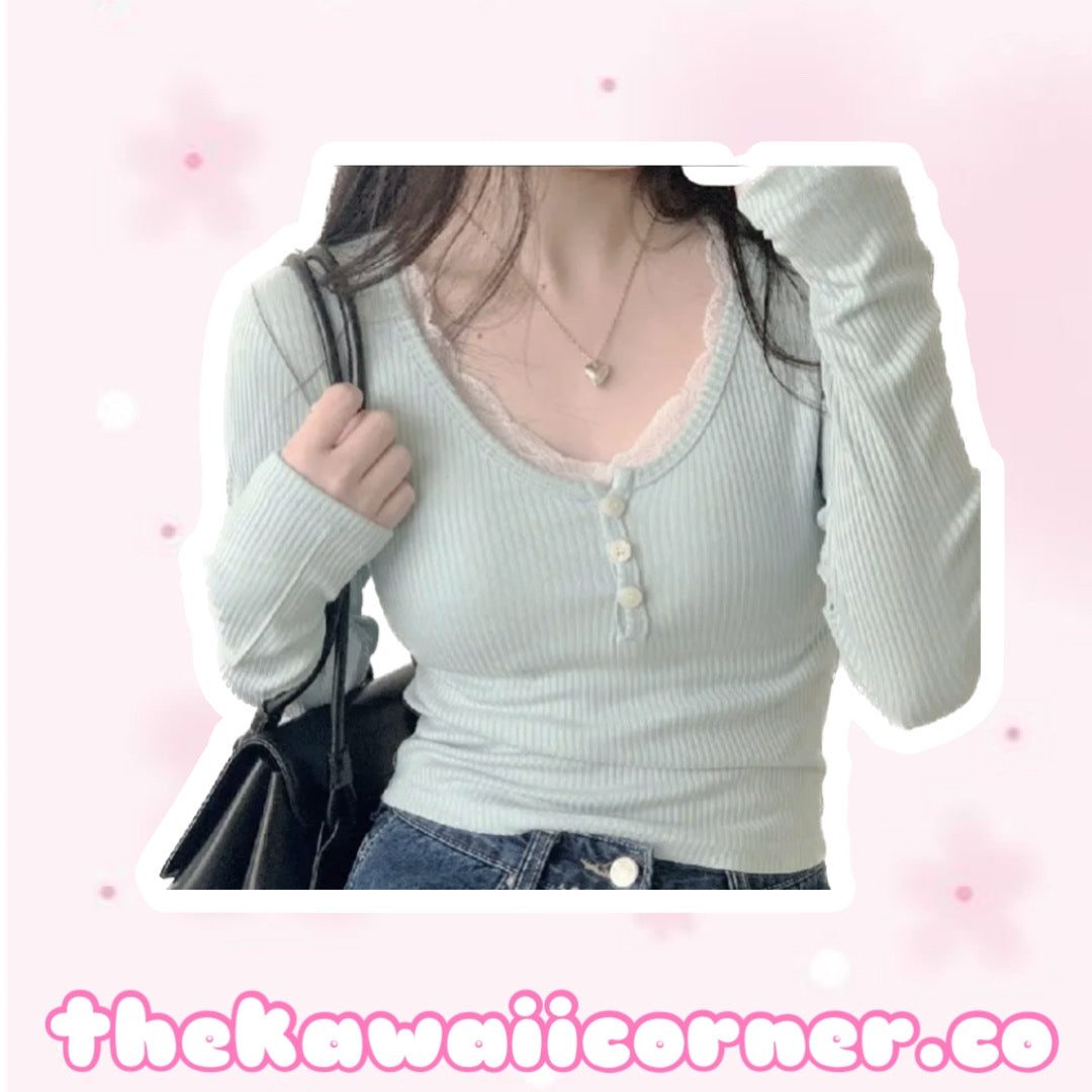 Coquette Fairycore Long Sleeve button up top
