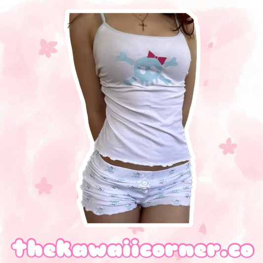 2pcs Cotton cami top with shorts