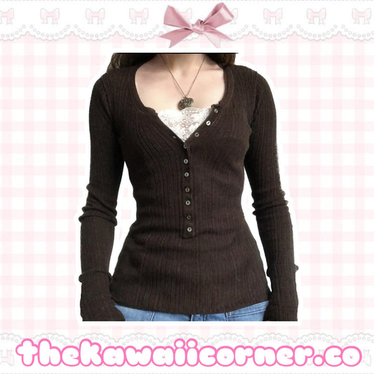 Coquette Fairycore Long Sleeve Button Up