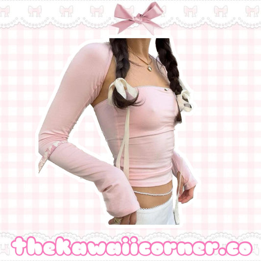 Long sleeve coquette rose top