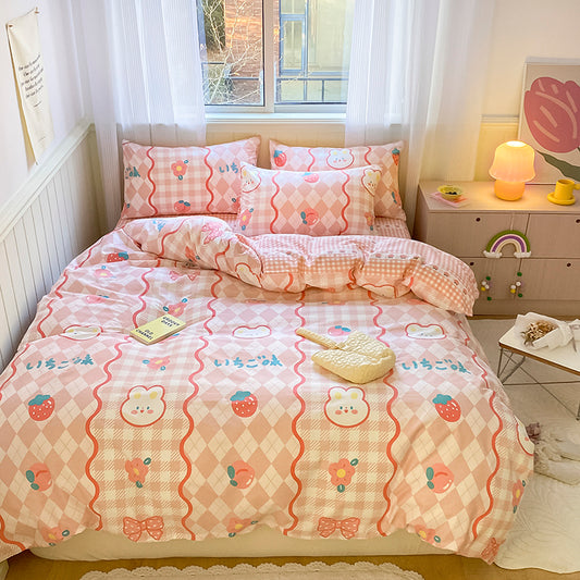 Pink bunny bedding set