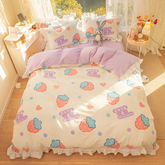 Lilac strawberry bedding set