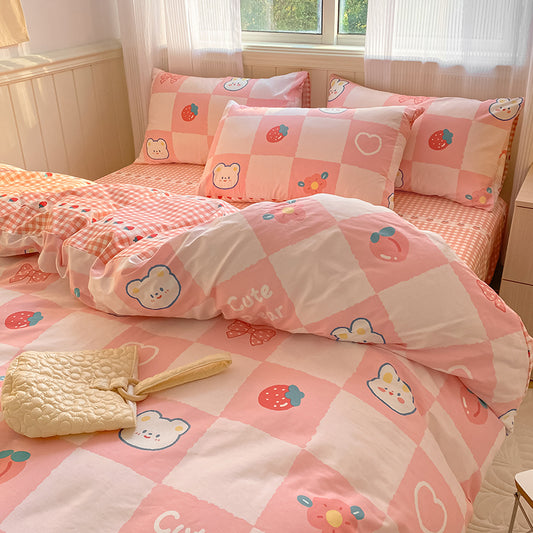 Checkered strawberry bedding set