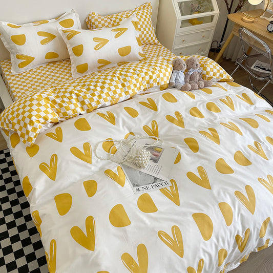 Yellow hearts bedding set