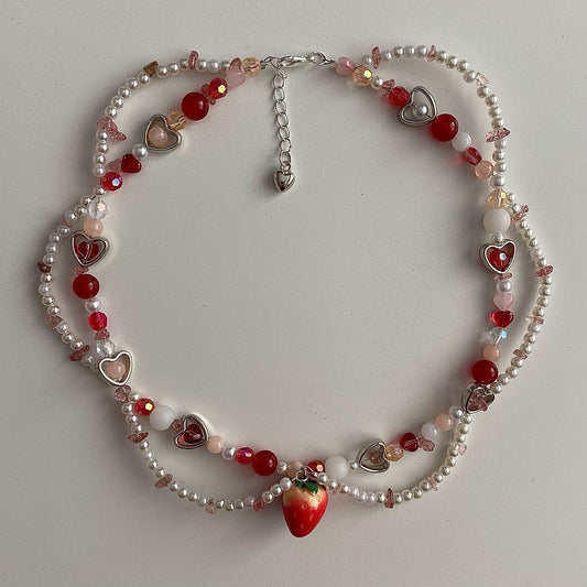 Strawberry Beaded Necklace