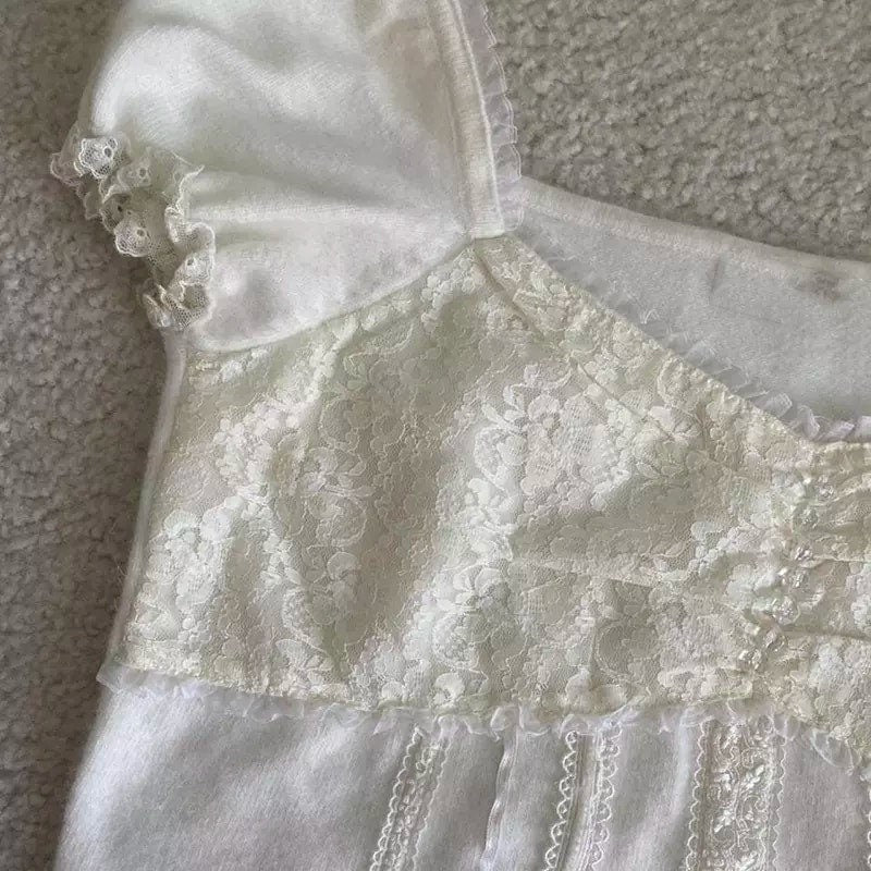 White lace ruched baby tee <3