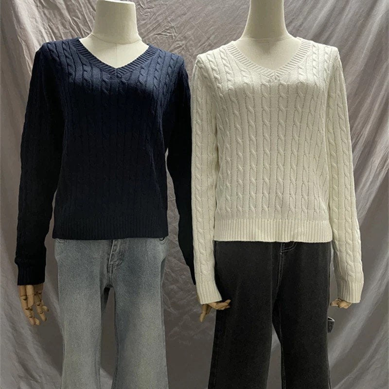 Knitted long sleeve coquette sweater