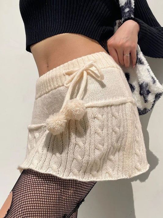 knitted low waist lolita winter skirt <3