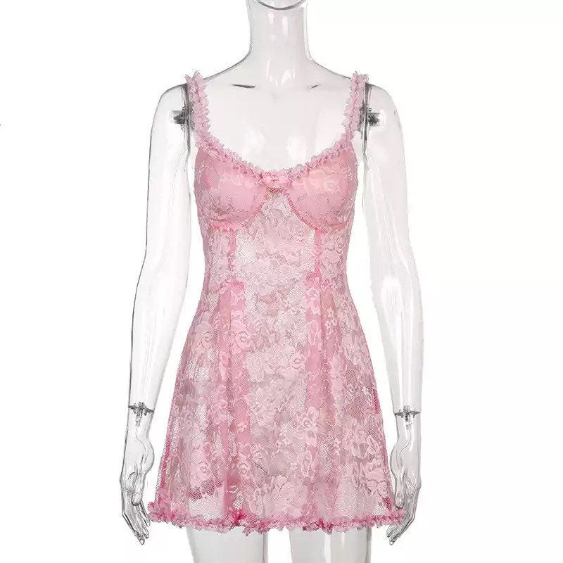 Baby Pink Lace Slip Dress