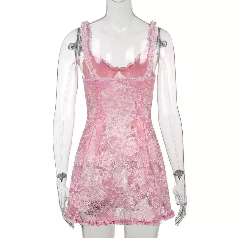 Baby Pink Lace Slip Dress