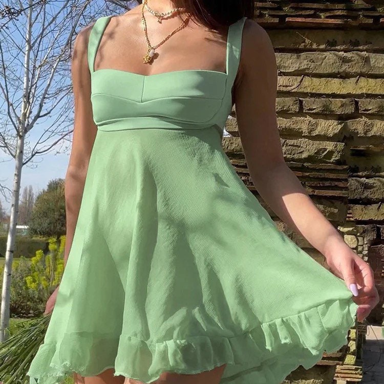Green Baby Doll French Mini Dress