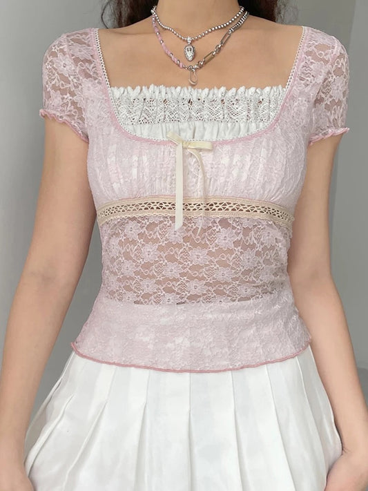 Lace Milkmaid Top